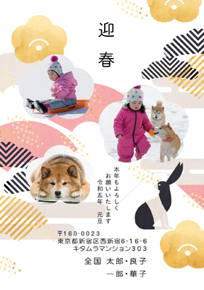 おしゃれ・シンプルな写真入り年賀状デザイン・テンプレート|KIN-309NT