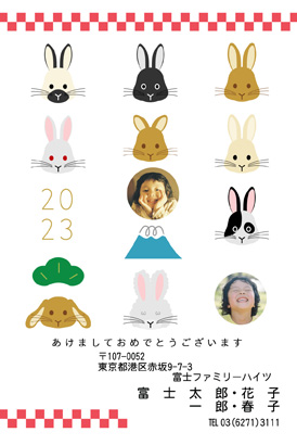 LETTERS・卯(兎・うさぎ・ウサギ)の写真入り年賀状デザイン・テンプレート|LN-20|フジカラー年賀状2023