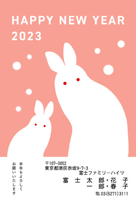 卯(兎・うさぎ・ウサギ)・おしゃれなイラスト年賀状デザイン・テンプレート|LO-8|フジカラー年賀状2023