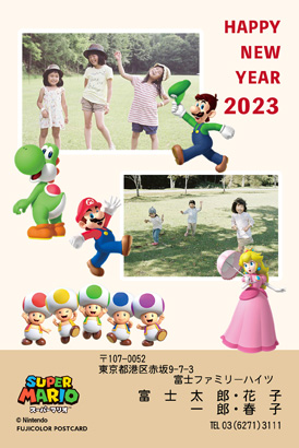キャラクター・任天堂｜スーパーマリオの写真入り年賀状デザイン・テンプレート|ON-15|フジカラー年賀状2023