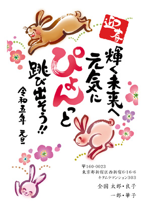 おもしろい・和風のイラスト年賀状デザイン・テンプレート|KNN-014NT