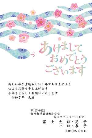 干支(巳年・蛇)・面白い イラスト年賀状デザイン|BO-070|フジカラー年賀状2025|カメラのキタムラ年賀状2025巳年