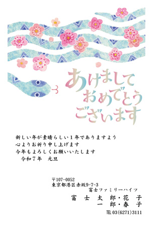 干支(巳年・蛇)・面白い イラスト年賀状デザイン|BO-070|フジカラー年賀状2025|カメラのキタムラ年賀状2025巳年