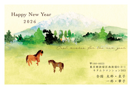干支(午年)・シンプル イラスト年賀状デザイン|KJN-006NY|カメラのキタムラ年賀状2026午年
