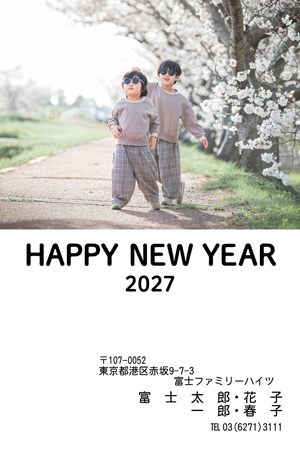 おしゃれ・写真1枚 写真入り年賀状デザイン|BN-009|フジカラー年賀状2027|カメラのキタムラ年賀状2027未年